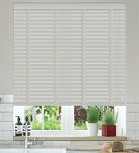 Charisma Light Grey - Slat Faux Wood Blind Dove Tape