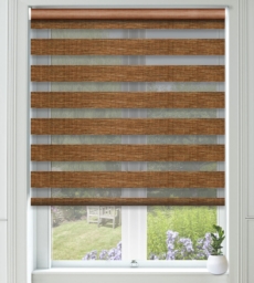 Bliss Teak – Day and Night Blind with Box Weave Voile