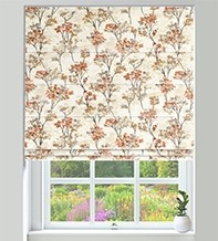 Blossom Burnt Orange - Floral Pattern Roman Blind