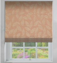 Leaf-Motif Coffee - Floral Printed Woven Roman Blind