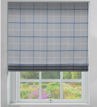 Plaid Sky Blue - Check Roman Blind