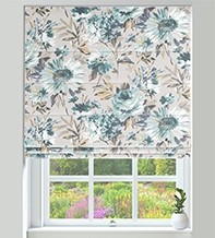 Spring Blue - Floral Pattern Roman Blind