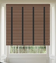 Maine Novo II Dark Oak - Wooden Venetian Blind Charcoal Tape