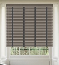 Morgan 50 Flint Grey Oak – 50mm Slat Wooden Blind Black Tape