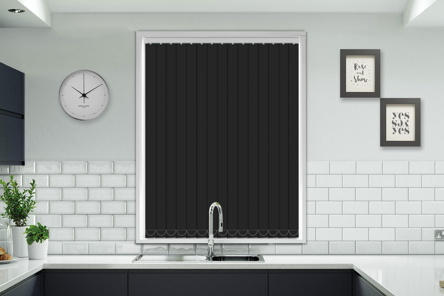 black vertical blinds
