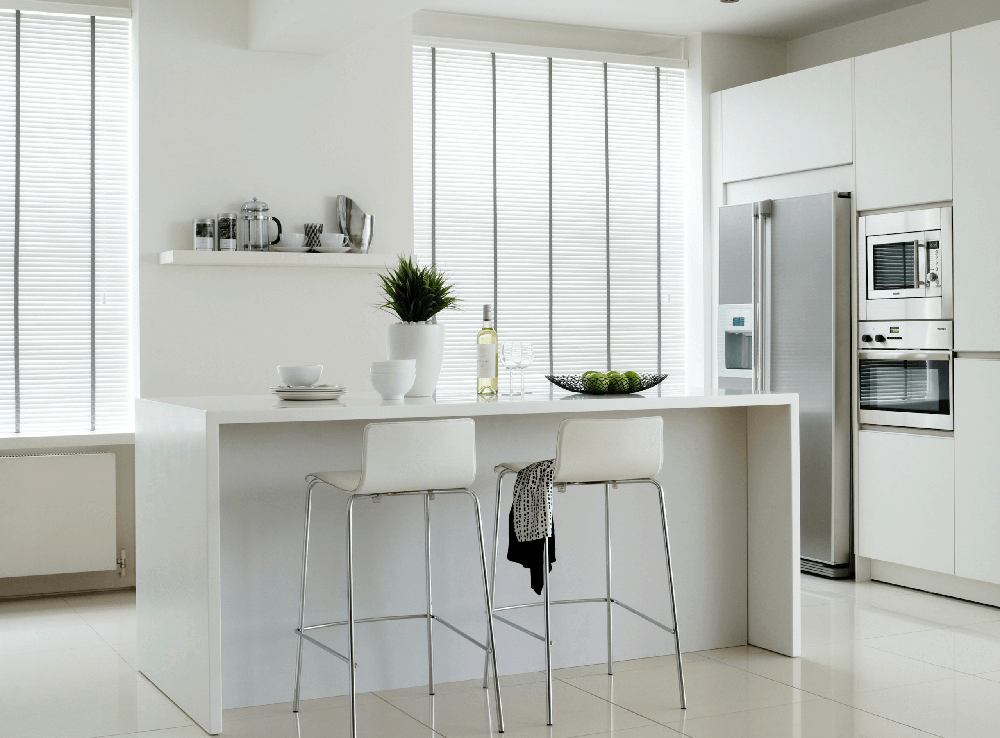 Faux Wood Blinds in Kitchen