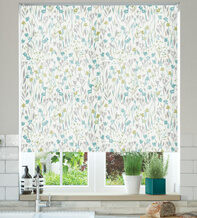 Gardenia Teal - Floral Pattern Roller Blind