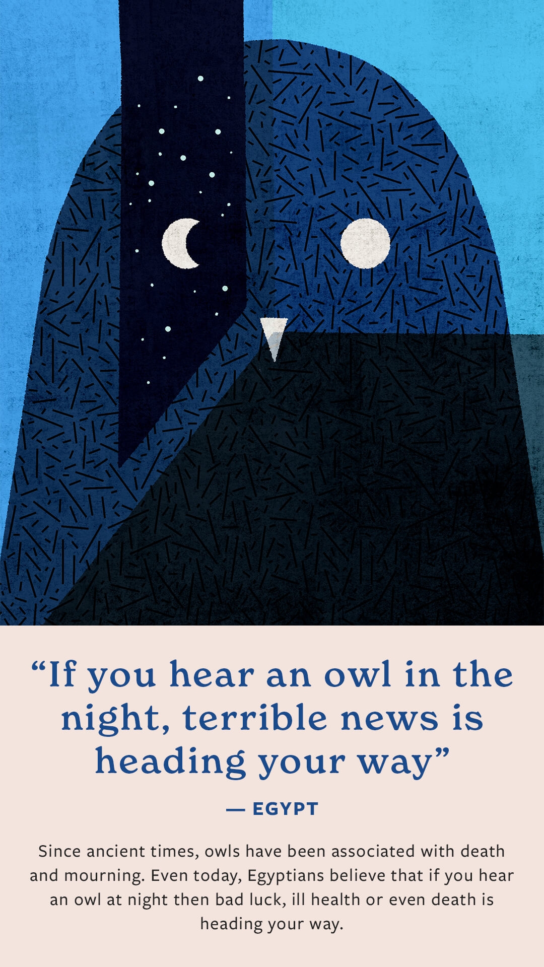 If you hear an owl at night terrible news is coming