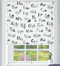 Alphabet Blue - Children's Blackout Roller Blind