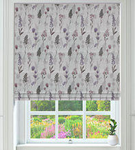 Augustine Purple - Floral Pattern Roman Blind