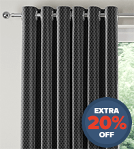 Augustus Black - Faux Silk & Chenille Patterned Curtains