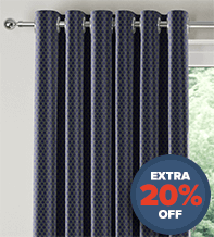 Augustus Blue - Faux Silk & Chenille Patterned Curtains