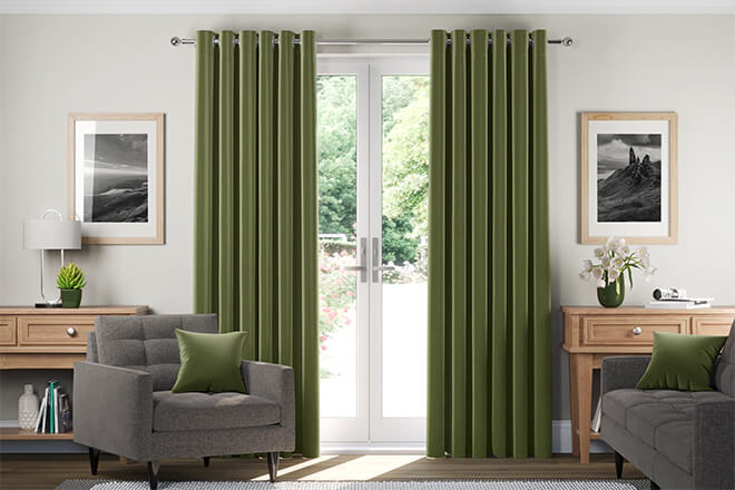 Firenze Olive Green Luxury Velour Made to Measure Curtains