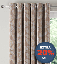 Leaf-Motif Coffee -  Woven Floral Curtains