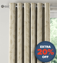 Leaf-Motif Cream - Woven Floral Curtains