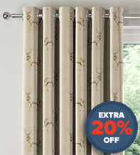 Monarch Natural - Stag Patterned Curtains