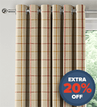 Plaid Cream - Check Patterned Curtains
