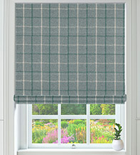 Plaid Duck Egg - Check Roman Blind