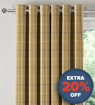 Plaid Mustard - Check Patterned Curtains