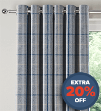 Plaid Sky Blue - Check Patterned Curtains