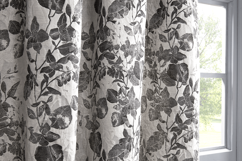 Close up of Clean Floral Curtains