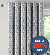 Cornelia Blue - Floral Pattern Curtains