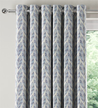 Cornelia Blue - Floral Pattern Curtains