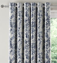 Botanic Navy - Floral Pattern Curtains