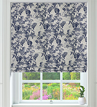 Botanic Navy - Floral Pattern Roman Blind