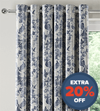 Botanic Navy - Floral Pattern Curtains