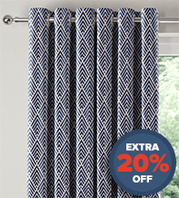 Luxor Navy - Geometric Patterned Curtains
