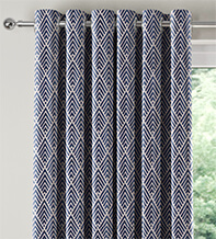 Luxor Navy - Geometric Patterned Curtains