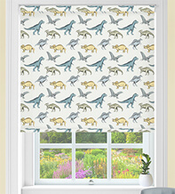 Dinos White - Children's Blackout Roller Blind