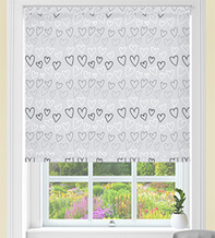 Floating Hearts Grey - Children's Blackout Roller Blind