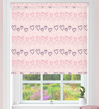 Floating Hearts Pink - Children's Blackout Roller Blind