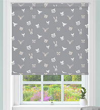 Forest Friends Grey - Children's Blackout Roller Blind