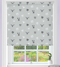 Forest Friends Light Grey - Children's Blackout Roller Blind