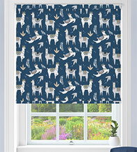 Llama Navy - Children's Blackout Roller Blind