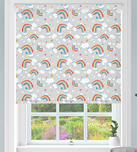 Magic Rainbows Grey - Children's Blackout Roller Blind