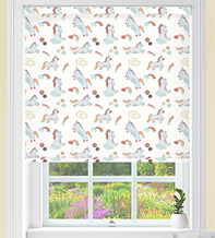 Prancing Unicorns White - Children's Blackout Roller Blind