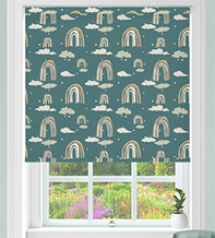 Rainbow Dreams Dark Green - Children's Blackout Roller Blind