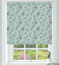 Robots Green - Children's Blackout Roller Blind