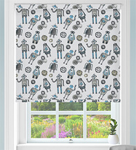 Robots Grey - Children's Blackout Roller Blind