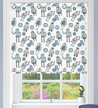 Robots White - Children's Blackout Roller Blind