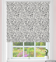 Scattered Hearts Grey - Children's Blackout Roller Blind