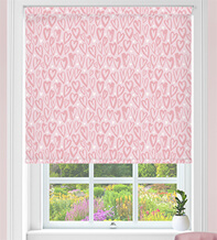 Scattered Hearts Pink - Children's Blackout Roller Blind