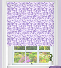 Scattered Hearts Purple - Children's Blackout Roller Blind