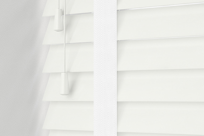 White Wooden Blinds with Tapes