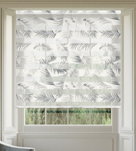 Eden Grey Floral Day and Night Blind with Ultra Fine Patterned Voile