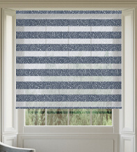 Edina Navy Geometric Patterned Day and Night Blind with Ultra Fine Patterned Voile